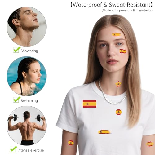 Spanish Flag Temporary Tattoos - 190pc Waterproof Tattoo Stickers