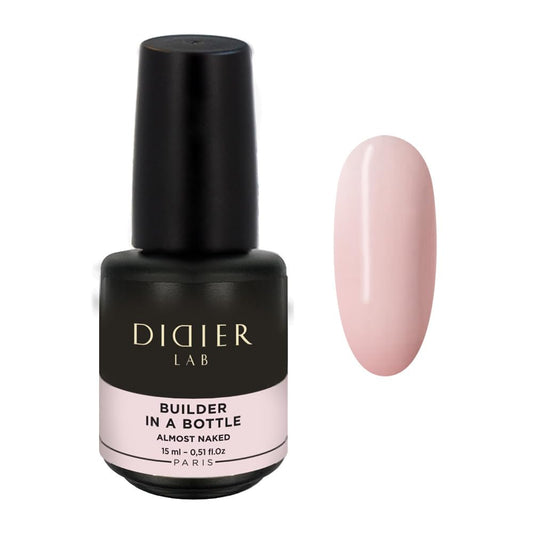 Didier Lab Premium Nail Builder Gel in a Bottle Almost Naked - Strengthens Natural Nails - LED UV Builder Gel for Nails - Hard Gel Nail Builder for Nail Repair and Nail Extensions 0.51 fl oz