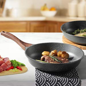 SENSARTE Nonstick Frying Pan Skillet, Swiss Granite Coating Omelette Pan, Healthy Stone Cookware Chef's Pan, PFOA Free (8/9.5/10/11/12.5 Inch) (10 Inch)