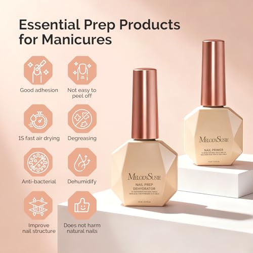 MelodySusie Nail Dehydrator & Primer Set - Acid-Free, HEMA-Free (2x 15ML)