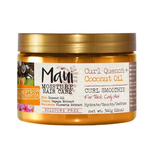 Maui Moisture Curl Quench Coconut Oil Hydrating Smoothie 12 oz & Aunt Jackie's Curl La La Lightweight Defining Custard 15 oz