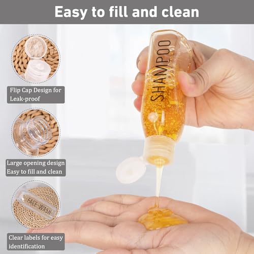 3.4 oz TSA-Approved Travel Bottles 6-Pack with Printed Labels