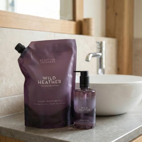 Scottish Fine Soaps Wild Heather Hand Wash Refill, Organic Heather Extract, Paraben-Free, Premium Beauty Collection, 1.2 Litre Pouch
