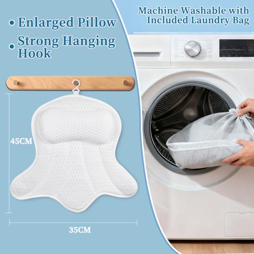 AmazeFan Luxury Bath Pillow with 4D Air Mesh & 6 Suction Cups