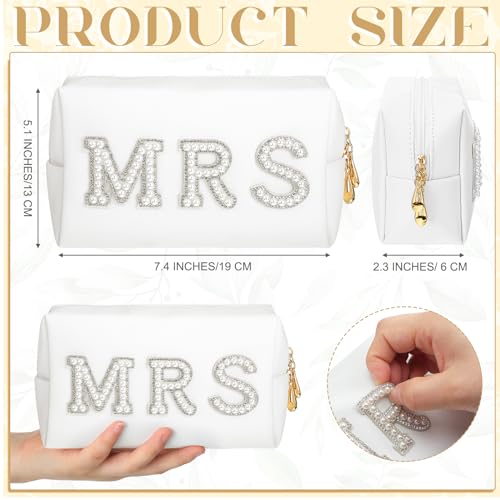 Xtinmee Personalized Initial Wedding Bride Slippers MRS Pearl Letter Makeup Bag Bridal Shower Gifts for Wedding Day (X)