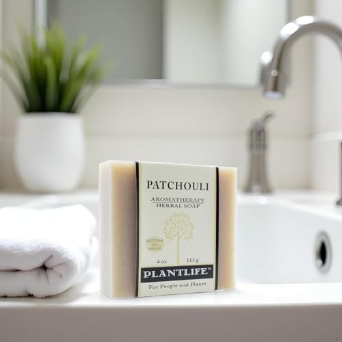 Plantlife Patchouli Bar Soap Pack of 2 - Moisturizing and Soothing Soap for Your Skin - Hand Crafted Using Plant-Based Ingredients - Made in California 4oz Bar
