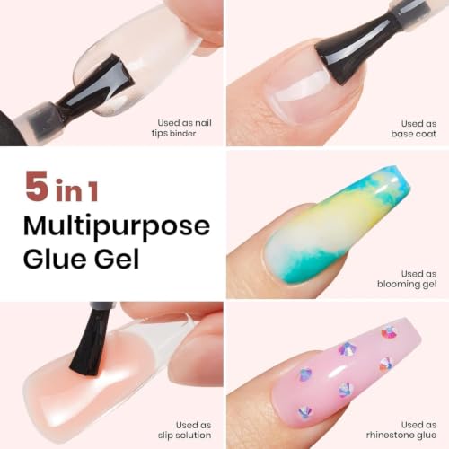Beetles Gel Nail Glue Kit 2x15ml - 5-in-1 Base Gel & Rhinestone Adhesive