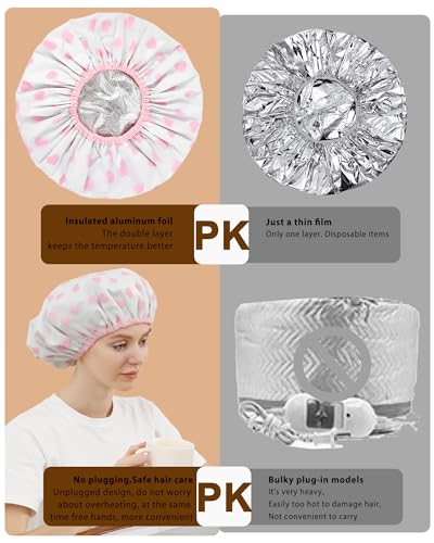 YIZIJIZI Reusable Heat Cap for Deep Conditioning & Hair Dyeing - White Pink