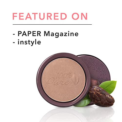 100% PURE Cocoa Pigmented Bronzer, Cocoa Kissed, Bronzer Powder for Face, Contour Makeup, Soft Shimmer, Sun Kissed Glow (Medium Brown w/Neutral Undertones) - 0.32 Oz