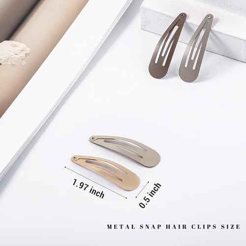 48 PCS Small Metal Barrettes For Women Non Slip Water Drop Snap Clips For Thick Thin Fine Hair Classic Accessories,Black Brown Beige,1.97 x 0.5 In