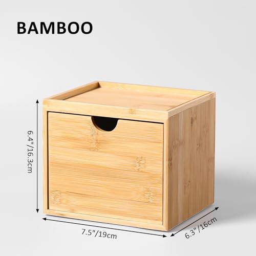 Bamboo Facial Towel Holder with Drawer - Eco-Friendly Bathroom Storage Box
