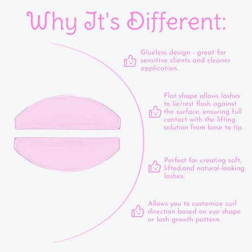 Flat Lash Lift Shields Glueless Ultra Thin Silicone Pads for Perming Lotion No.1, Lash Softening Shields for Easy Korean Eyelash Lift (Rose)