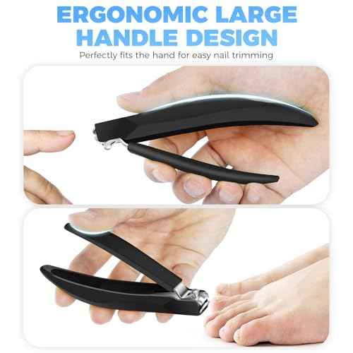 DRMODE Nail Clippers for Men with Catcher, Anti Splash Self-Collecting Finger Nail Clippers Adult with Ergonomics Long Handle, Heavy Duty Mess Free Toenail Clippers Nail Cutter Unique Gifts for Women
