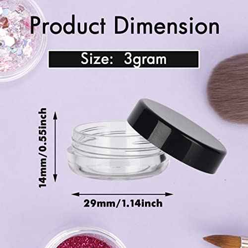 3 Gram Sample Containers with Lids, 50 Count Tiny Sample Jars, Empty Lip Balm Containers, Mini Cosmetic Containers with Lids, Makeup Travel Containers with Labels, Mini Disposable Spatulas
