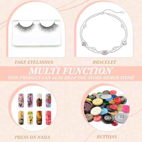 Landhoow 30-Piece Press on Nail Storage Box with 60-Piece Double-Sided Tape Acrylic Nail Display Case Packaging Organizer for Art Home Business Salon(Clear)