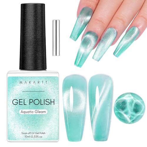 Makartt Gel Nail Polish, Black Hole Cat Eye Gel Polish 10ml Sparkly Cat Eye Glitter Spring Gel Polish with Magnet Stick Soak Off UV/LED Manicure Nail Art Designs-Neutral Territory