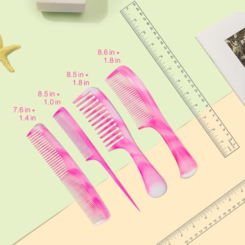 Hair Comb Set 4-Piece | Wide Tooth, Fine Tooth & Rat Tail