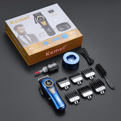 KEMEI 2242 Cordless Hair Clipper with LED Display & 6 Combs