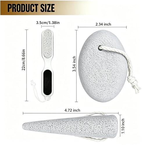 3PCS Pumice Stone Pedicure Tools Set - Oval, Tapered & Brush