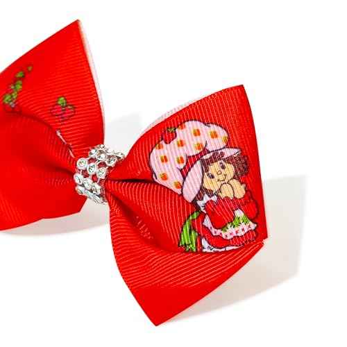 LUV HER Licensed Girls Hair Bows - Strawberry Shortcake Themed Hair Accessories Gift Set, 7-Piece 4-Inch Bundle, Alligator Clips, Ages 3+