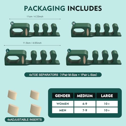 Adjustable Toe Separators Gel Spacers - Bunion & Foot Pain Relief for Men & Women