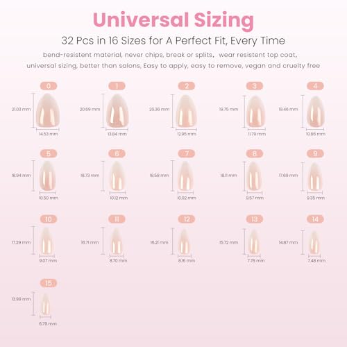 Nail Reformation Press On Nails - Ombre Pink Almond 32 Piece Kit