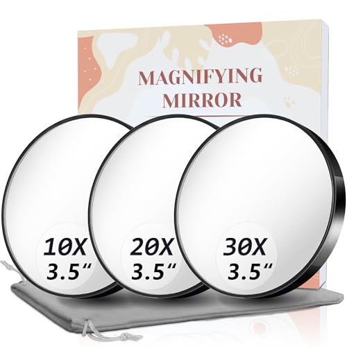 10X 20X 30X Magnifying Mirror Set - 3.5" Travel Mirrors