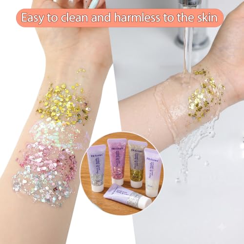 Glitter Gel & Clip-in Hair Extensions Set - Festival Party Glow Kit
