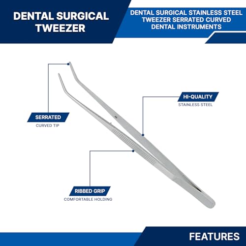 Stainless Steel Tweezers, with Curved Serrated Tip Multipurpose Tweezers Sewing Machine Tweezers Forceps for Craft Repairing (10)