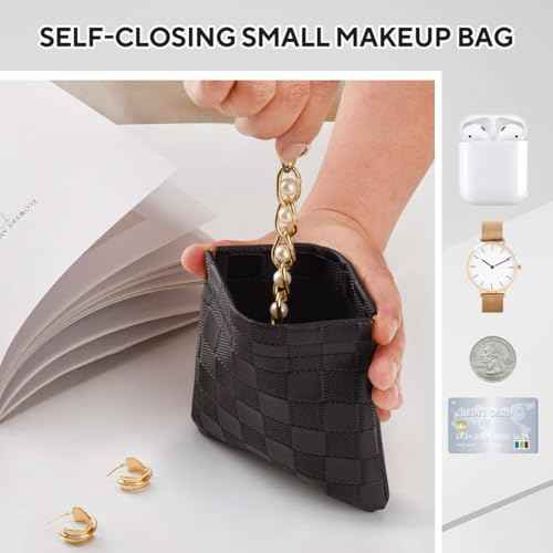 3PCS Small Makeup Bag for Purse£¬Waterproof Leather Portable Mini Makeup Bag,Snap Closure Organizer Pouch for Coin Cards Jewelry Lipstick Cosmetic Accessories£¬Small Travel Kit Storage Pouch