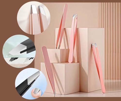 Muzioiernsu Black Facial Hair and Eyebrow Tweezers Set for Women