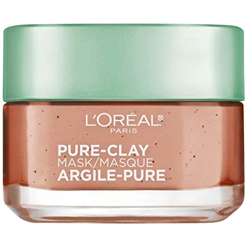 L'Oreal Paris Skincare Pure Clay Face Mask with Red Algae for Clogged Pores to Exfoliate And Refine Pores, Clay Mask, at home face mask, 1.7 oz.