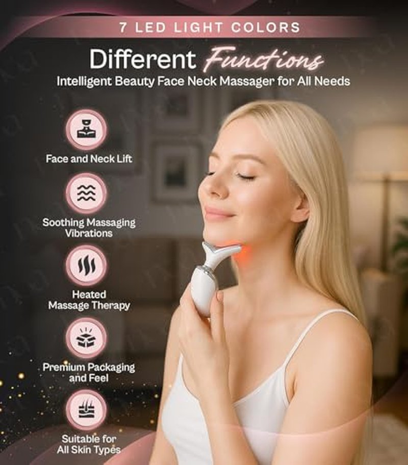 LuxeSkin 7-Color LED Red Light Therapy Facial Massager