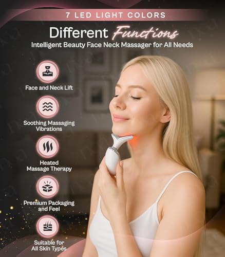 LuxeSkin 7-Color LED Red Light Therapy Facial Massager for Face & Neck
