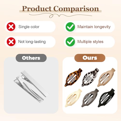 AprYew 3PC Flat Claw Hair Clips for Women - Non-Slip Stylish Hair Accessories