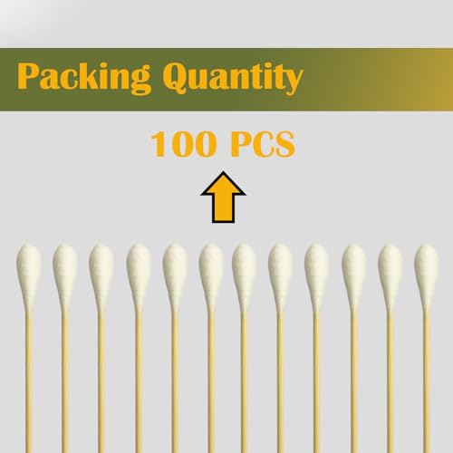 6-Inch Large Cotton Swabs with Bamboo Handles for Pet Care - 100 Pack