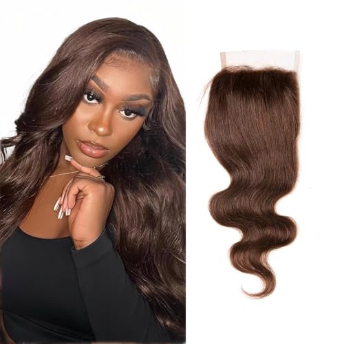 14-Inch 4x4 Brown Lace Closure - HD Transparent Body Wave Hair