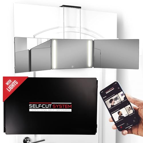 Self-Cut System 3-Way Mirror with LED Lights - Portable Trifold
