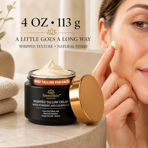 SereniSkin Organic Beef Tallow for Face, Whipped Face Cream, 4 oz