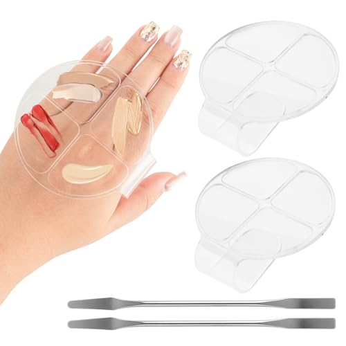2 Pack Acrylic Makeup Mixing Palette with Stainless Steel Spatula