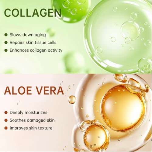 Pack of 20 Collagen Face Mask, Aloe Vera Polypeptide Collagen Facial Masks Skincare, Moisturizing Facial Sheet Mask for Acne, After Sun, Claming, Anti-Aging and Anti-Wrinkle