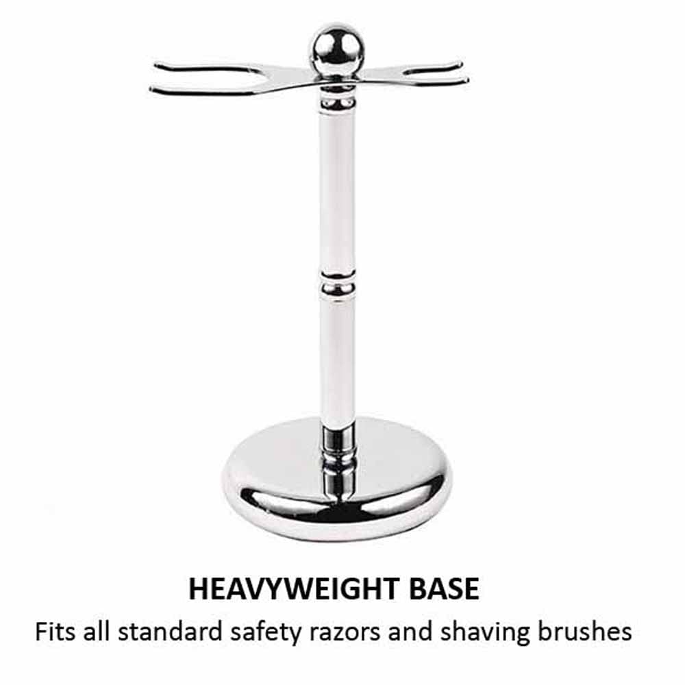 Parker Deluxe Chrome Safety Razor & Shaving Brush Stand – Weighted Chrome-Plated Display Stand for Safety Razors & Brushes (Handles up to 25 mm Knot Size)