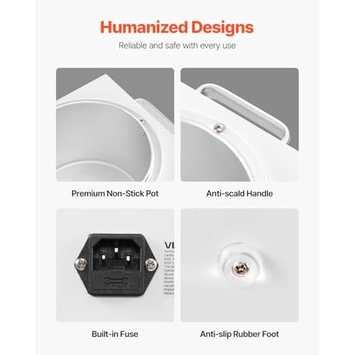VEVOR Single Wax Warmer, 3000ML 300W Professional Wax Warmer for Hair Removal, 32 ¢µ- 248 ¢µ Adjustable & Non-Stick Waxing Heater Pot with 100PCS Waxing Sticks for Home Use, Beauty Salon, Spa