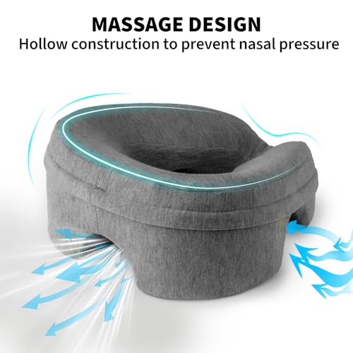 Face Down Pillow Massage Headrest for Bed, Stomach Sleeping Pillow, Face Cradle, BBL Pillow After Surgery Post Eye Surgery Recovery Equipment for Massage Tables,Piercing Pillows Removable Cover Black