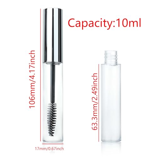COSIDEA 12PCS Empty Silver 10ml mascara tubes with wand for caster oil eyelash growth serum tube container