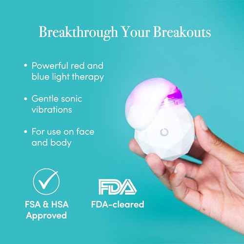reVive Light Therapy Soniqu? Mini Acne Cleanser, Battery-Operated Sonic Face Cleanser Brush with Blue & Red Light Therapy, Medical-Grade Acne Device for Face & Body, Water-Resistant