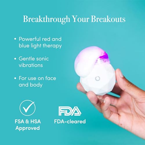 reVive Light Therapy Soniqu? Mini Acne Cleanser, Battery-Operated Sonic Face Cleanser Brush with Blue & Red Light Therapy, Medical-Grade Acne Device for Face & Body, Water-Resistant