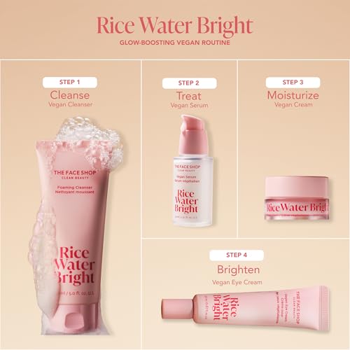 The Face Shop Rice Water Bright Vegan Cream - Instant Moisturization Quick-Absorbing Formula - Vegan, Brightening - Rice Water, Niacinamide, Hyaluronic Acid - Moisturizer Face Cream - Korean Skin Care