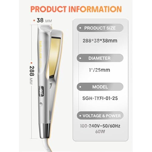 SHEGLAM Sleek Chic Twist Kiss Flat Iron - 2-in-1 Hair Straightener & Curling Iron, 1" Barrel, 60s Fast Heat, 20M Negative Ions, 5 Temp Settings, Travel-Friendly