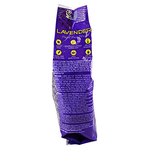 Waxness Lavender Face Hard Wax 0.8 lb (400 g) ? Creamy Stripless Hard Wax for Sensitive Skin, Face, Bikini, Synthetic Resin Formula, Gentle Hair Removal ? Made in Italy
